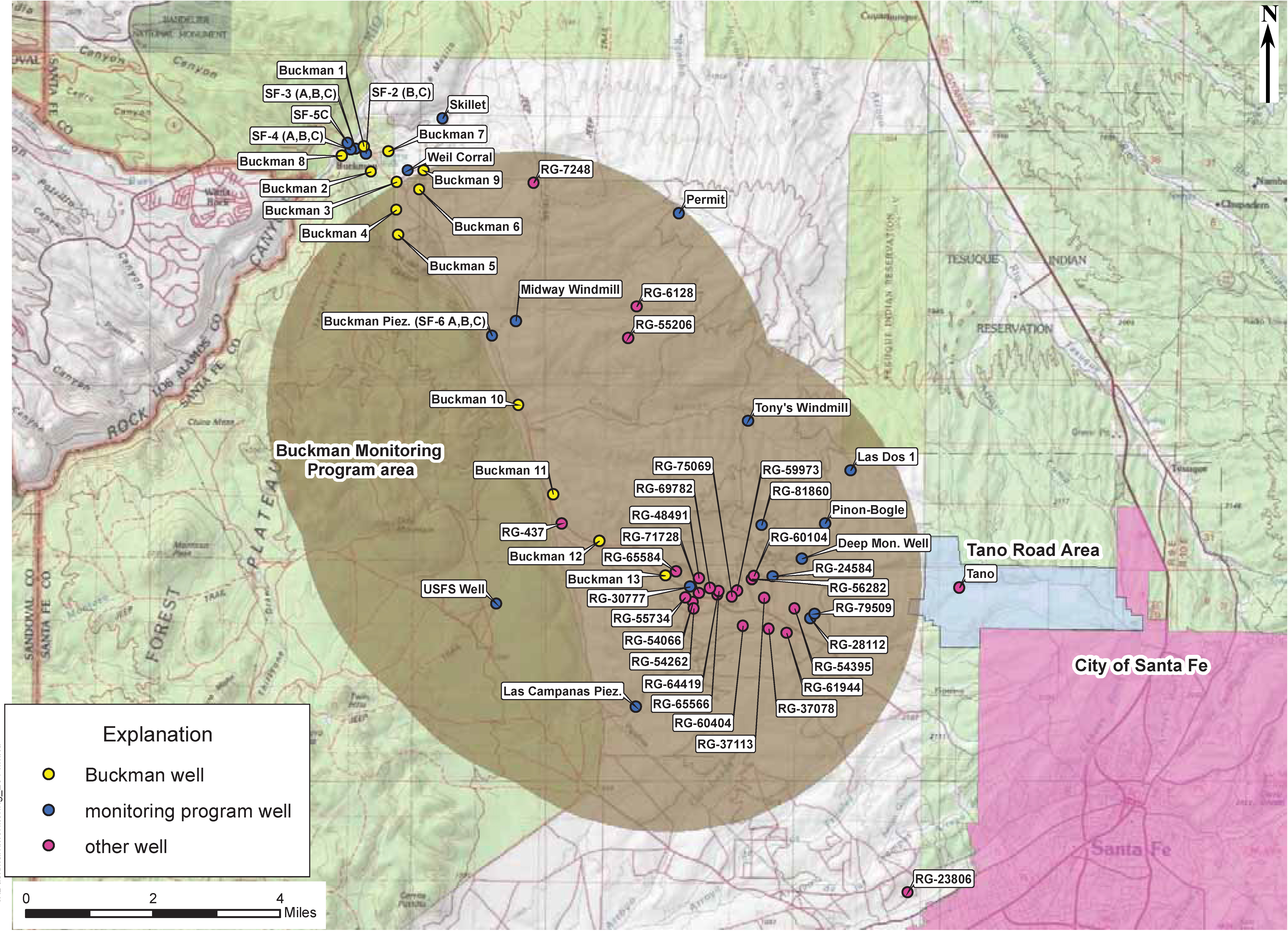 Buckman Wells Water Level Monitoring Network map