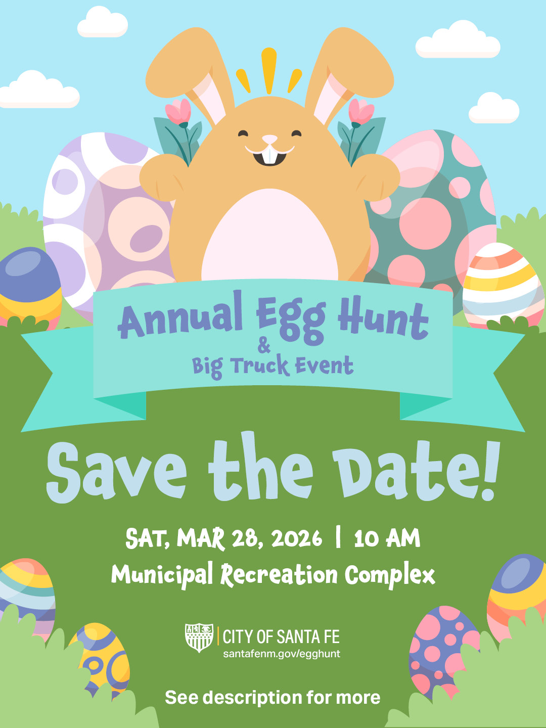 2026 Annual Egg Hunt & Big Truck Event Save the Date graphic