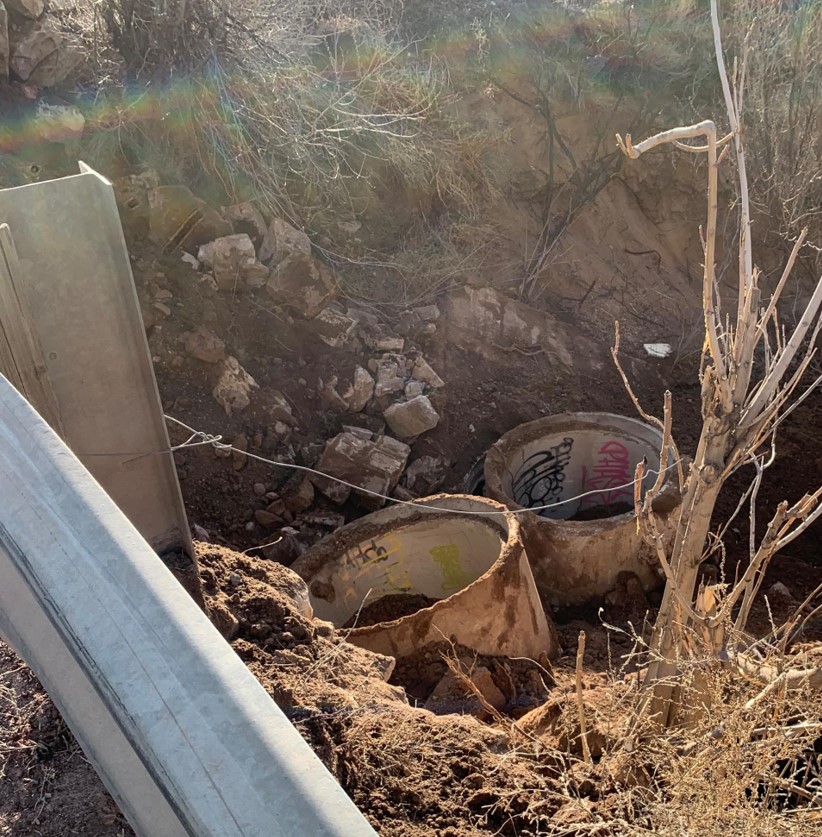 The collapsed culverts.