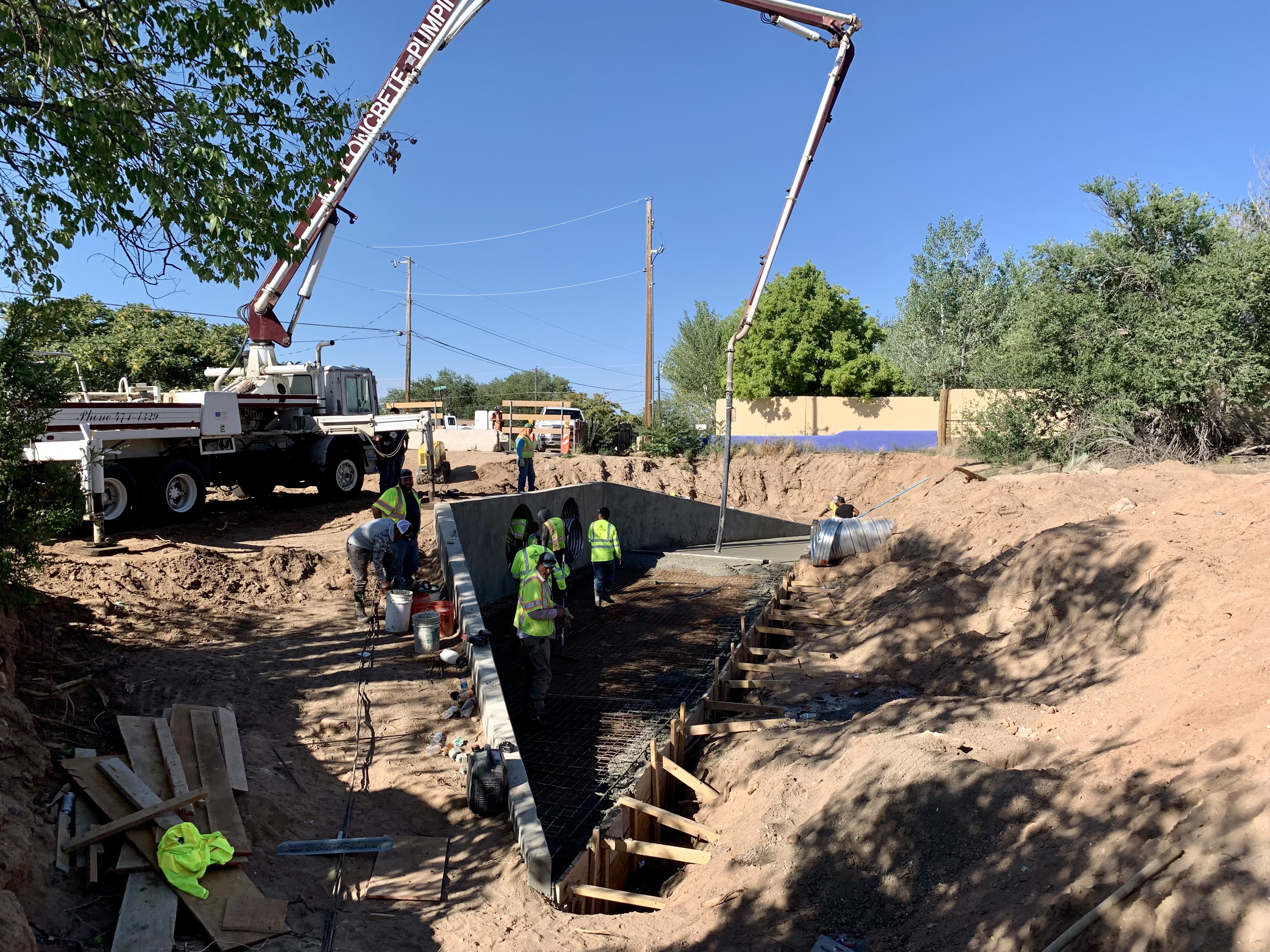 Concrete is poured. 